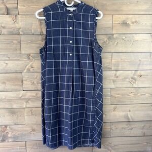 Max Studio Womens Dress Sleeveless Knee Length 1/4 Button Blue Size Large